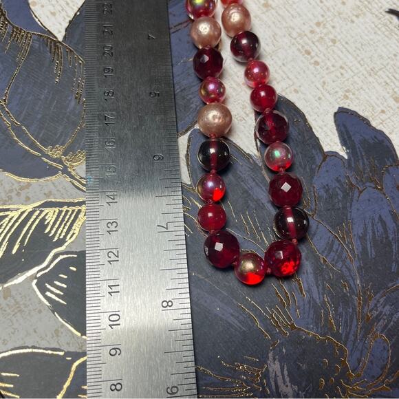 Vintage 1930s Red Glass & Faux Pearl “Cherry Bomb” Beaded Choker Necklace D1 - Picture 14 of 14